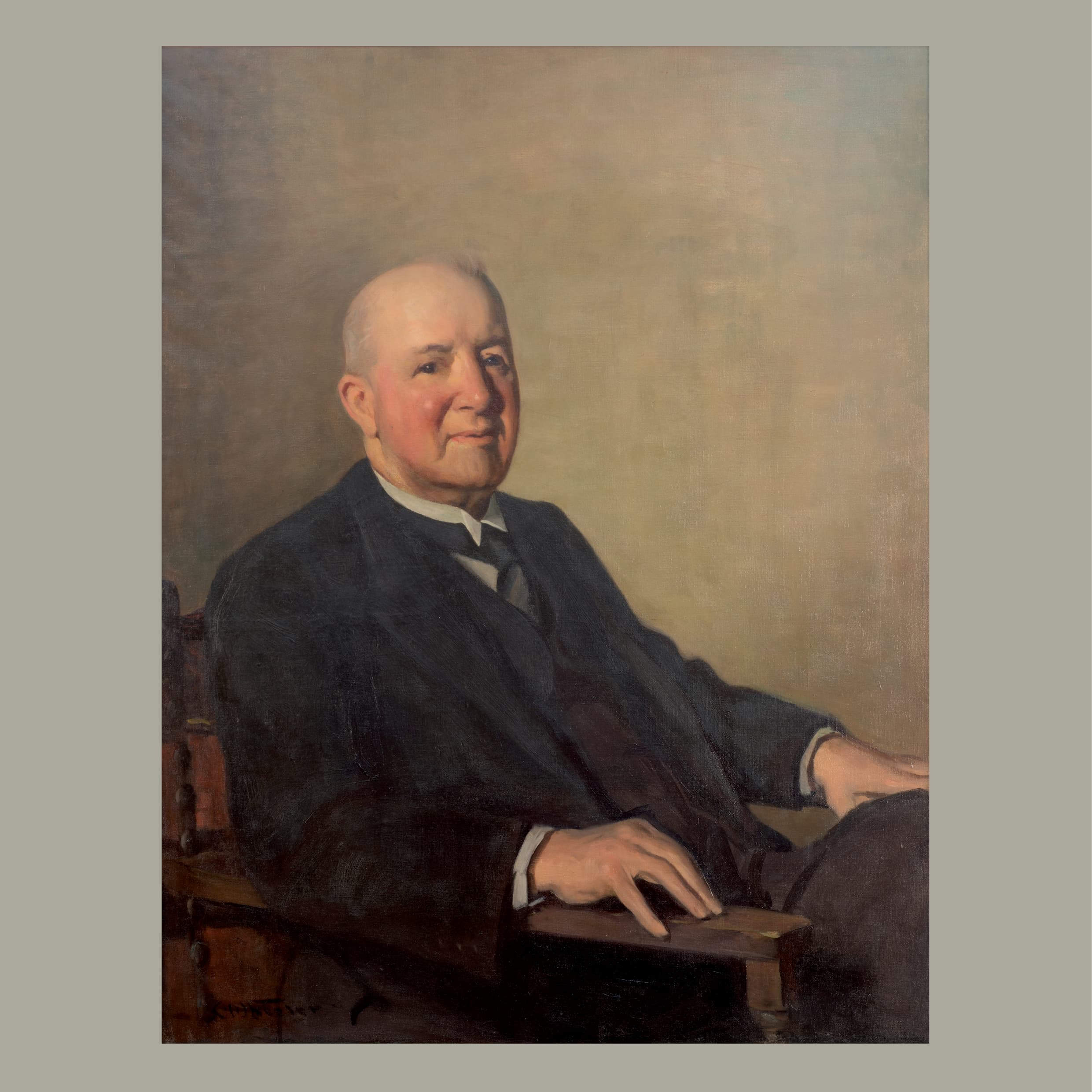 Charles Wheeler (New Zealand / Australian, 1880–1977), Ernest Joske, 1938, oil on canvas,<br><br>95.5 × 75.0. 1938.0001, gift from the dentists of Victoria to Ernest Joske 1938, and Joske to the Australian College of Dentistry, University of Melbourne Art Collection.
